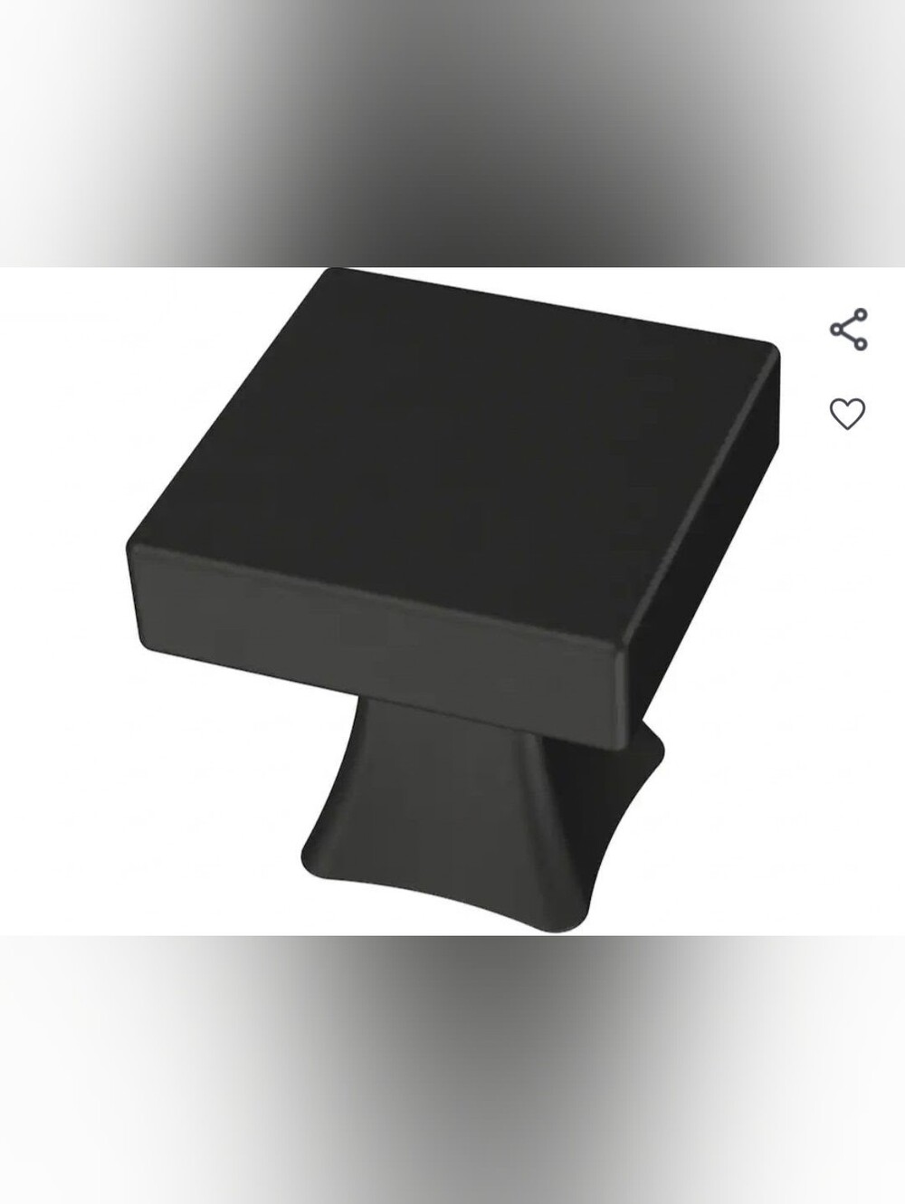 Matte Black Square Pedestal Cabinet Knob - Set Of 3